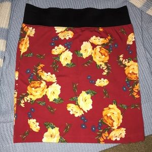 New red floral forever 21 skirt